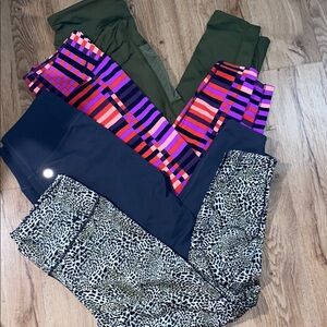 4 bundle L/LX Nike, Zella, Tri Dri Colorful Leggings Set